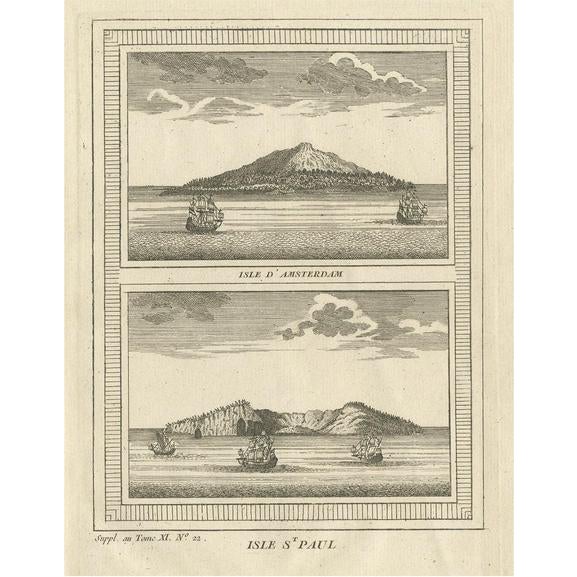 J.N. Bellin, Amsterdam and St. Paul Island, 1753, Paper For Sale