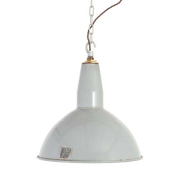 Industrial Grey Dome Pendant Light from Benjamin, 1950s For Sale
