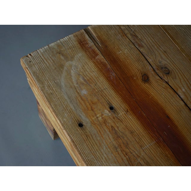 Small Brutalist Pine Coffee Table, 1970s For Sale - Image 15 of 16