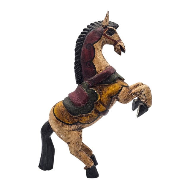 Festive Mexican Hand-Carved Painted Wooden Horse, Folk Art, 15.5" For Sale In San Francisco - Image 6 of 16