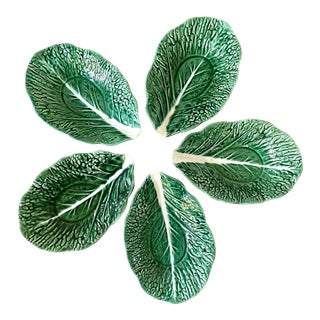 Vintage Majolica Cabbage Leaf Serving Trays For Sale