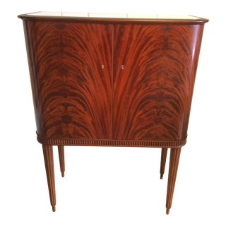 Art Deco Flame Mahogany Dry Bar For Sale