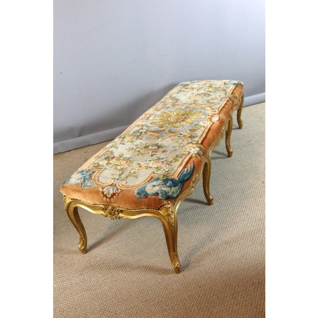 Large Louis XV Style Gilded Wooden Bench, 1980s For Sale - Image 6 of 12