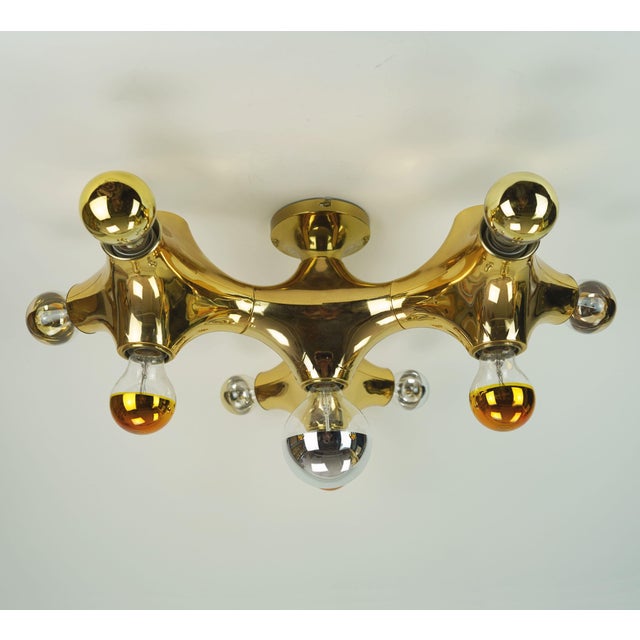 Space Age Sputnik Gemini Ceiling Light in Gold-Colored Plastic from Cosack Leuchten, 1970s For Sale - Image 15 of 18