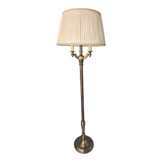 Stiffel Brass Floor Lamp With Stiffel Shade For Sale