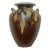 Antique Abstract Asian Raku Ceramic Pottery Vase in Celadon, Camel, Chocolate Brown For Sale