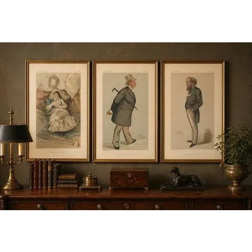 Set of 3 Vanity Fair Caricatures – Aristocracy & Politics Portraits 1883 : A refined and decorative set of three original...