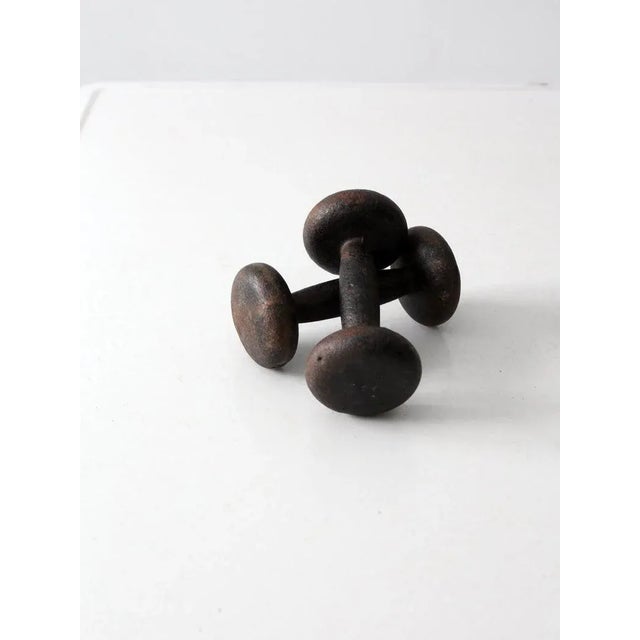 American Vintage 5 Lb Hand Weights - a Pair For Sale - Image 3 of 5