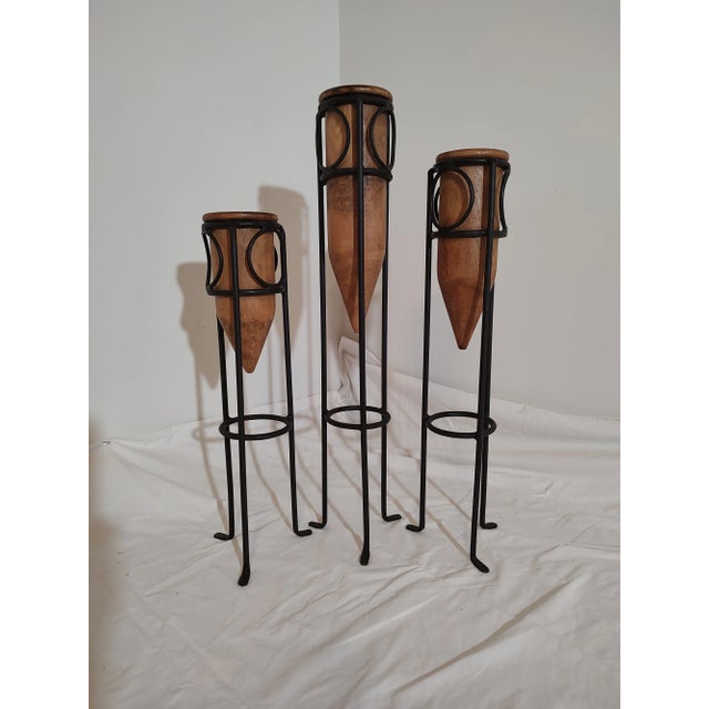 Set of Three Decorative Accent Objects. Vintage Tribal or Rustic European Styling. Can be used to burn candles or simply a...
