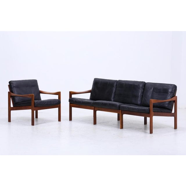 Mid-Century Leather and Teak Sofa by Illum Wikkelsø for Niels Eilersen / Musterring, 1960s For Sale - Image 9 of 18