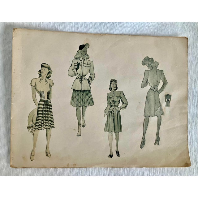 Black Fashion Print 1940’s Illustration, Original For Sale - Image 8 of 8