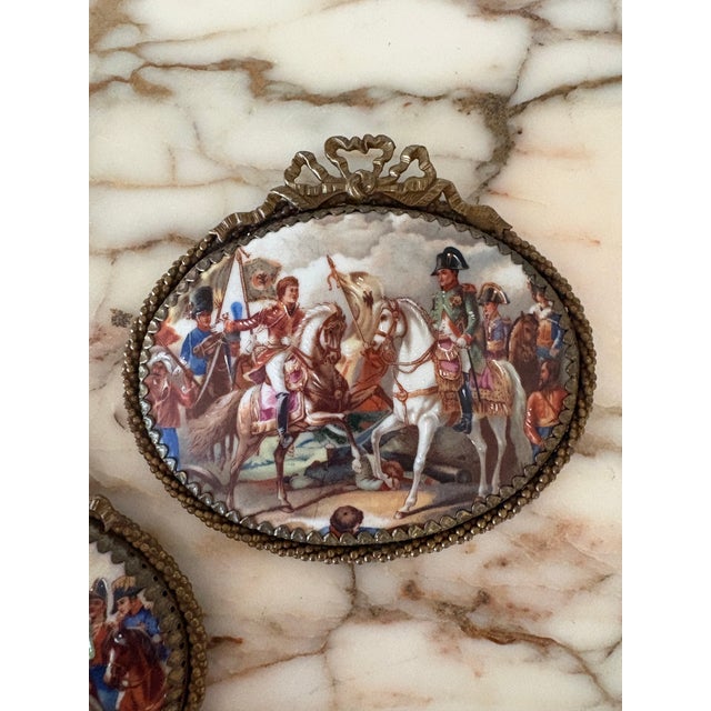 Antique Pair of Oval Porcelain Plaques Depicting Napoleon in Battle For Sale - Image 4 of 12