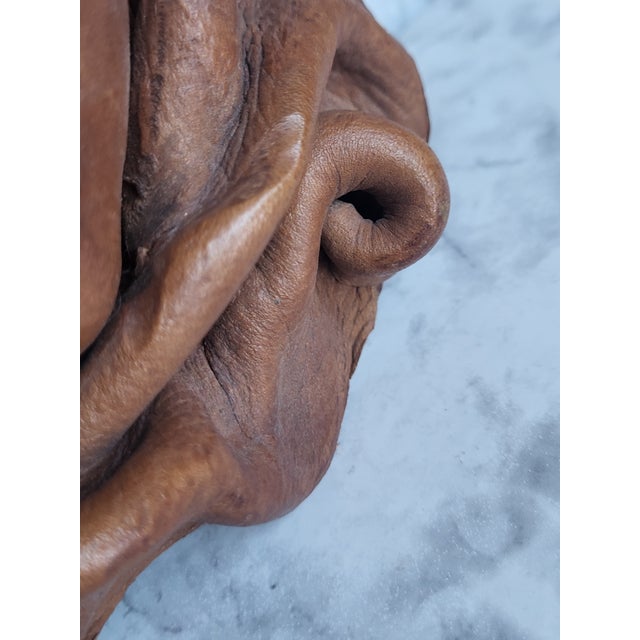 Abstract Late 20th Century Italian Sculpted Leather Mask Wall Hanging For Sale - Image 3 of 11