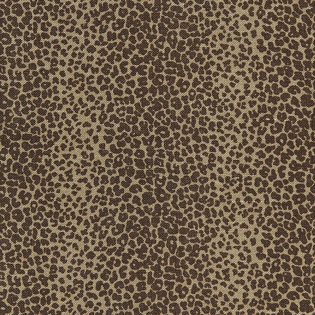Sample- Schumacher Leopard Linen Print Fabric in Java For Sale