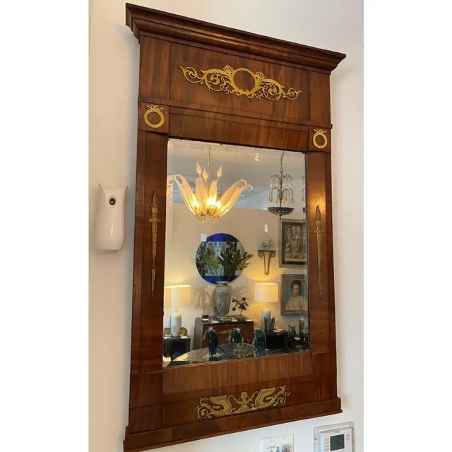 Early 19th Century 1810 Trumeau Mirror Swan Motif For Sale - Image 5 of 12