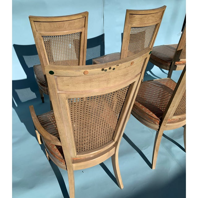 Wood 1950s Georgian Style Cane Backed Dining Chairs Set of 6 For Sale - Image 7 of 11