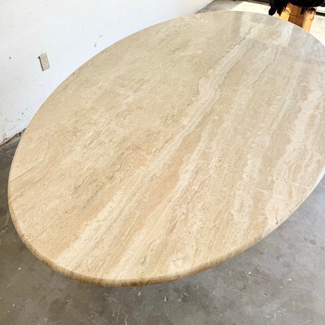 Vintage Italian Travertine Oval Dining Table For Sale In West Palm - Image 6 of 12
