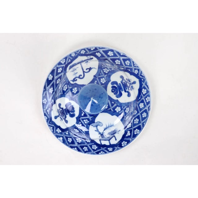 Pair of Early 20th Century Vintage Blue White Temple Jar For Sale - Image 12 of 14