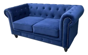 Chester Premium Two-Seater Sofa in Navy Blue Velvet by Europa Antiques