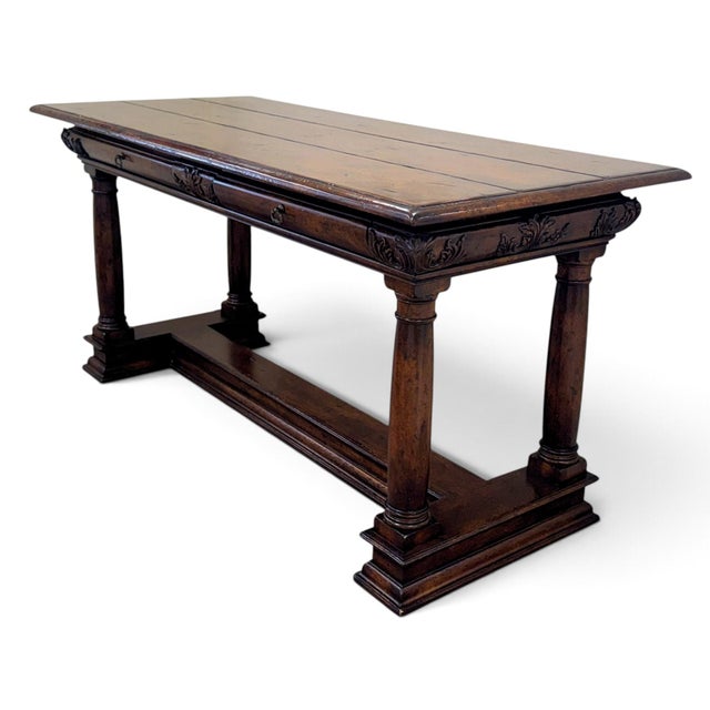 Rustic European John Richard European Crossroads Console Table or Kitchen Island For Sale - Image 3 of 16