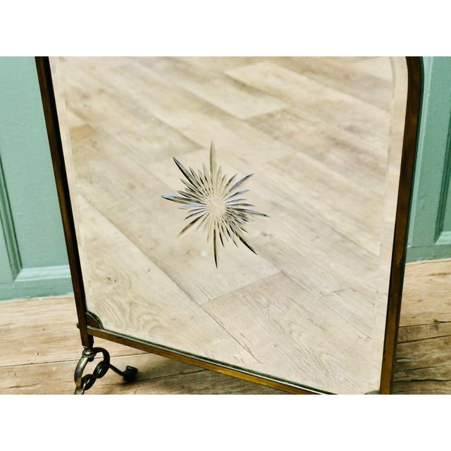 Early 20th Century Art Deco Brass and Sunburst Mirror Fire Screen, 1900 For Sale - Image 5 of 7