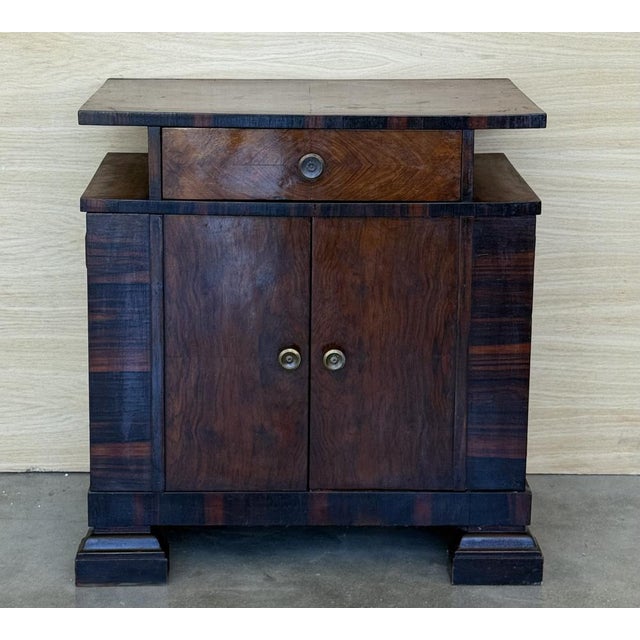 Wood Art Deco Side Cabinets or Nightstands with Ebonized Details and Drawers, 1950s, Set of 2 For Sale - Image 7 of 17