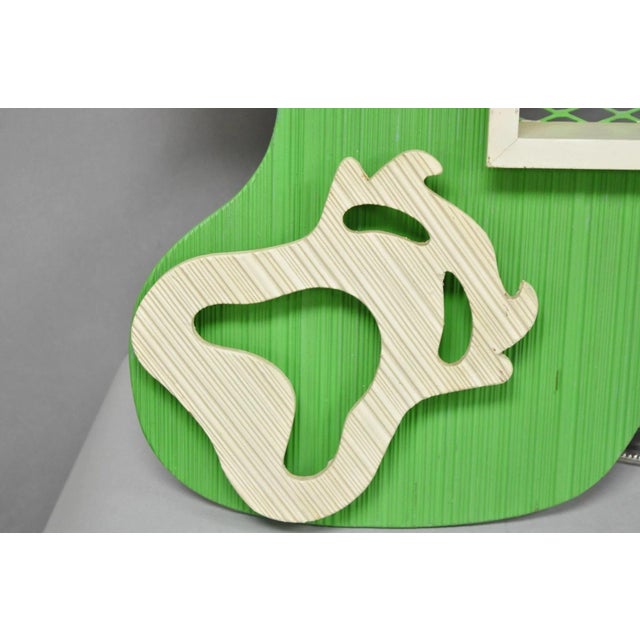 Mid 20th Century Vintage Mid Century Modern Green Theater Mask Shadowbox Wall Pocket Shelf - Pair For Sale - Image 5 of 17
