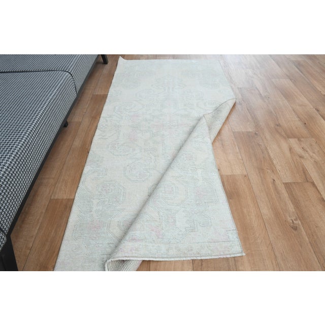 Textile 1970s Vintage Handmade Wool Cotton Turkish Beige Area Rug For Sale - Image 7 of 11