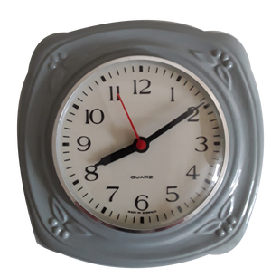 Vintage German Wall Clock in Taubenblauer Ceramic, 1970s