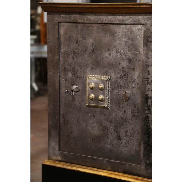 French 19th Century French Iron Combination Safe on Painted Wood Stand For Sale - Image 3 of 12