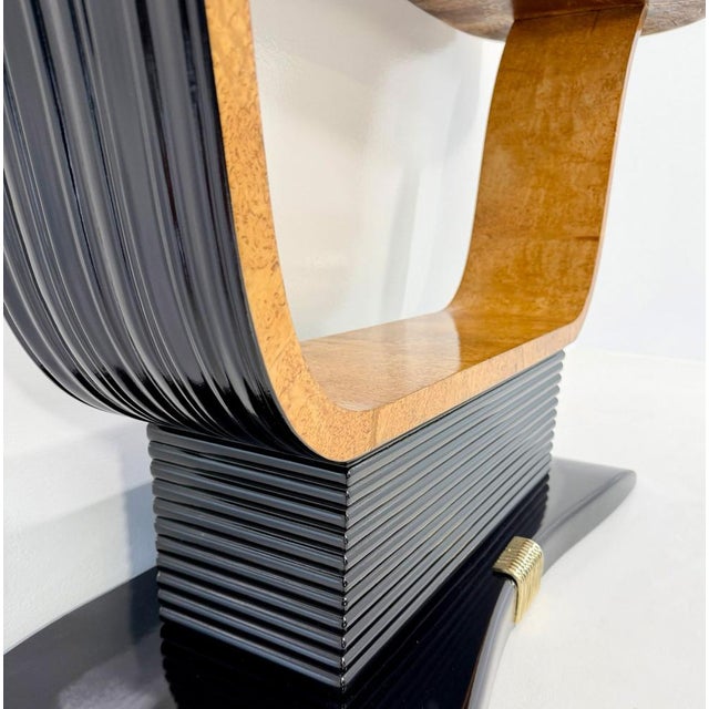 Italian Art Deco Console in Birch Burl and Black Lacquer by Osvaldo Borsani, 1940s For Sale - Image 10 of 13