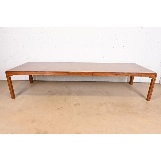 Wood Mid 20th Century Drexel Heritage Mid-Century Hollywood Regency Oak and Burl Wood Dining Table For Sale - Image 7 of 11