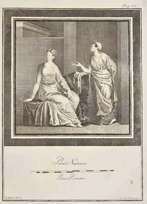Giuseppe Aloja, Ancient Roman Fresco Herculaneum, Etching, 18th Century