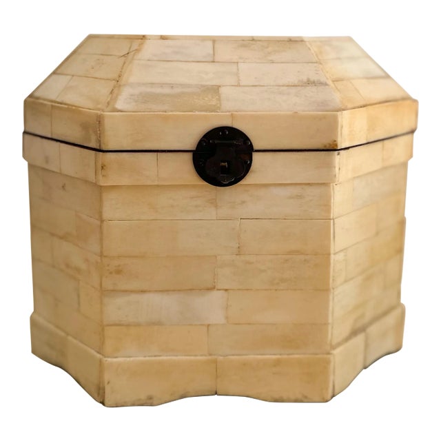 1980s Ivory Bone Octagonal Box For Sale