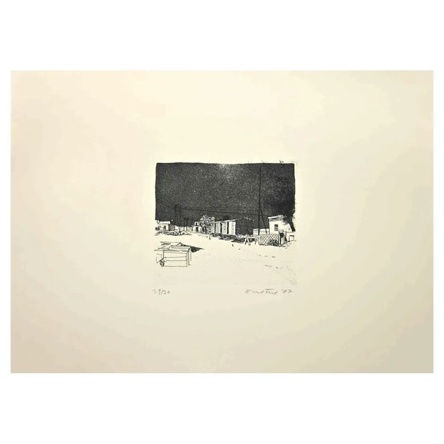 Enotrio Pugliese, Landscape, Etching and Aquatint, 1967 For Sale