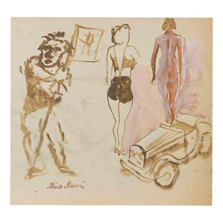 Mino Maccari, Sketches, 1934, Watercolor For Sale
