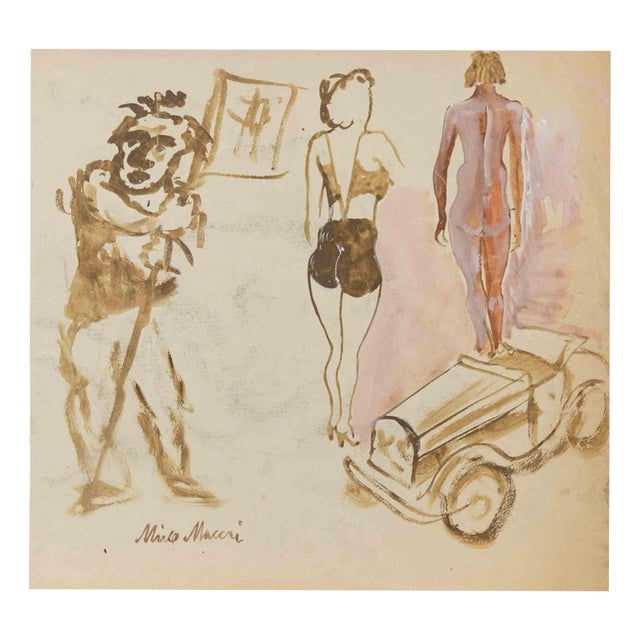 Mino Maccari, Sketches, 1934, Watercolor For Sale