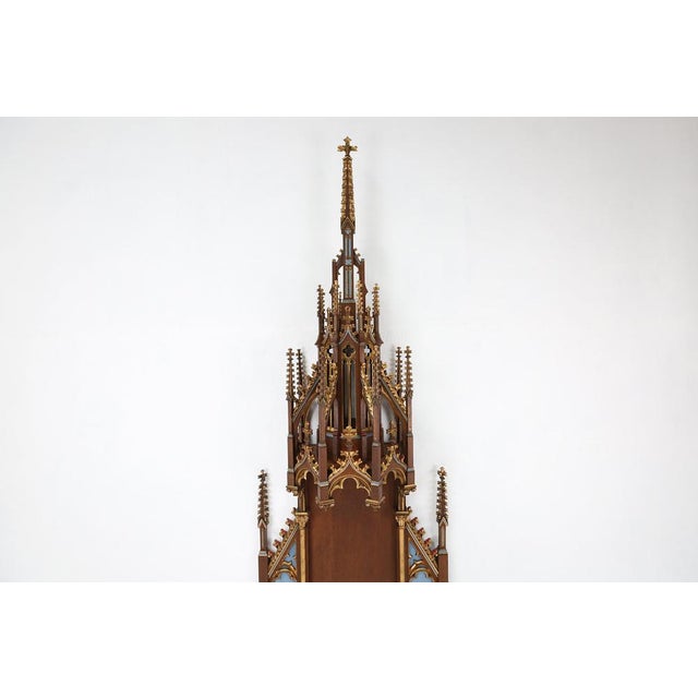 Neo-Gothic French Polychrome and Gilt Wooden Church Steeple with Niche for Saint Statue, 1800s For Sale - Image 3 of 18