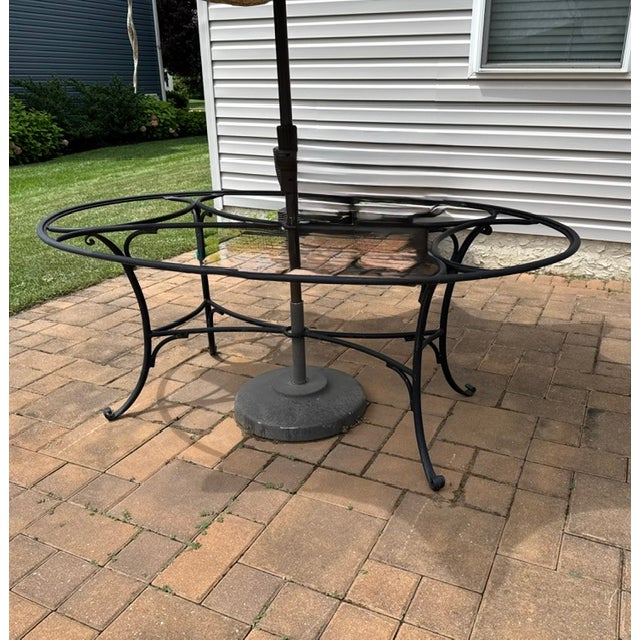 Brown Jordan Roma Table Frame and Weighted Umbrella Base With Canvas Umbrella For Sale - Image 15 of 15