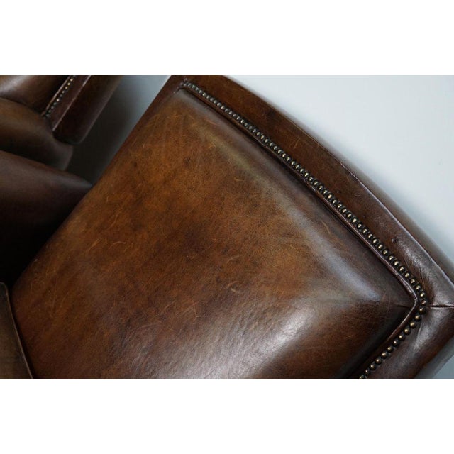 Vintage Dutch Cognac Leather Club Chairs, Set of 2 For Sale - Image 9 of 18