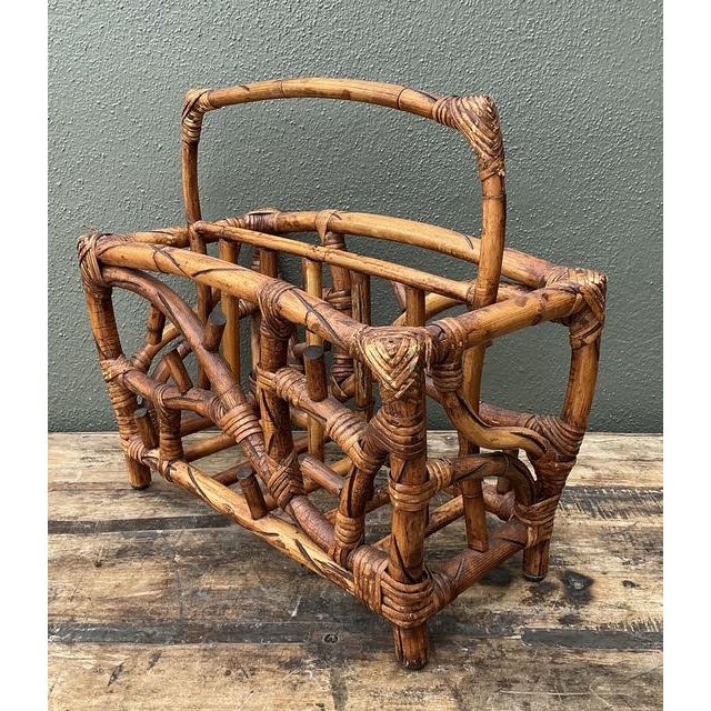 Vintage Bamboo Newspaper Rack For Sale - Image 9 of 12