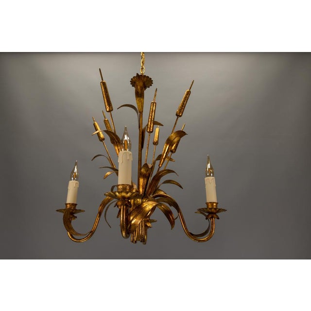 Mid-Century Hollywood Regency Chandelier with Cattail Motifs, 1950s For Sale - Image 14 of 18