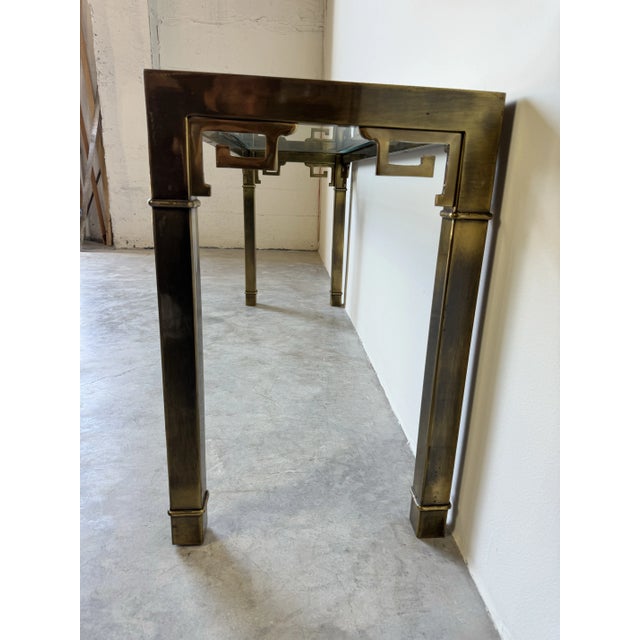 Hollywood Regency Mastercraft Greek Key Brass Console Table/ Sold For Sale - Image 10 of 12