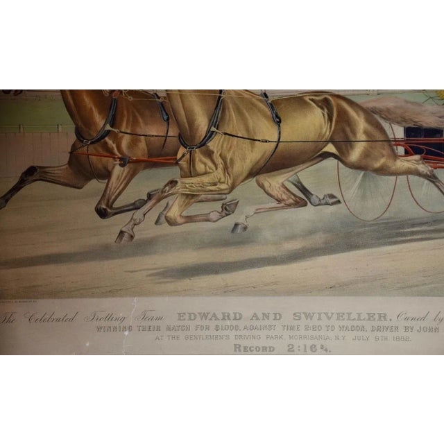 Printmaking Materials 19th C. Currier & Ives Lithograph "Celebrated Trotting Team Edward & Swiveller", 1882 For Sale - Image 7 of 11