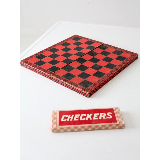 Vintage Checkers / Backgammon Game Board Set For Sale - Image 9 of 11