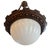 Early 20th Century Antique Hammered Bronze Chandelier With Moonstone Cast Glass Dome For Sale - Image 5 of 8