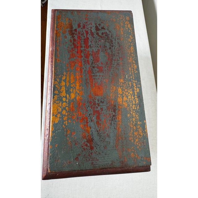 Rustic Vintage Asian Inspired Small Solid Wood Painted Apothecary Chest, Maroon, Burgundy, Forest Green For Sale - Image 3 of 12
