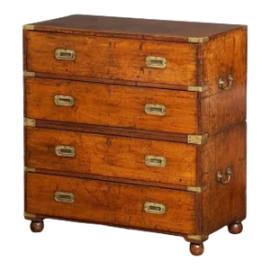 British Military Officer's Campaign Chest or Dresser of Brass-Bound Mahogany
