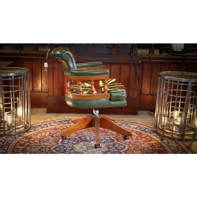 Captain's Swivel Leather Armchair, 2010s For Sale - Image 15 of 18