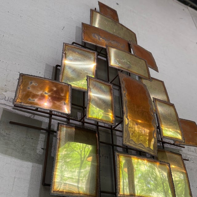 1970s Brutalist Multi-Panel Metal Wall Sculpture in the Style of Mario Jason For Sale - Image 9 of 10